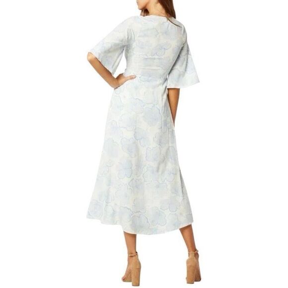 NWT L*Space Floral Faux Wrap Midi Dress Blue White Rayon Size M (038) - Picture 6 of 16
